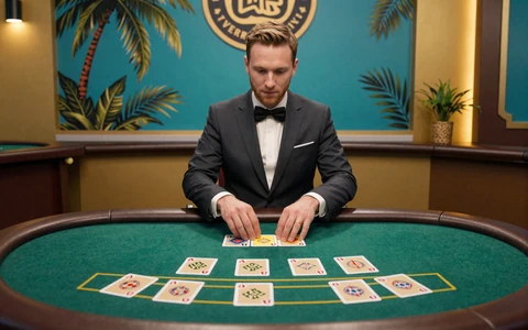 Live-Blackjack-Dealer teilt Karten aus - Live Blackjack bei OnlySpins