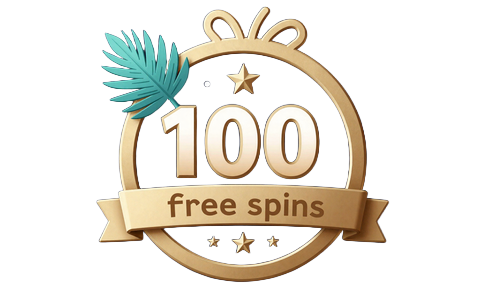 Goldenes Geschenk-Emblem mit 100-Freispiele-Band - OnlySpins Freispiele ohne Einzahlung